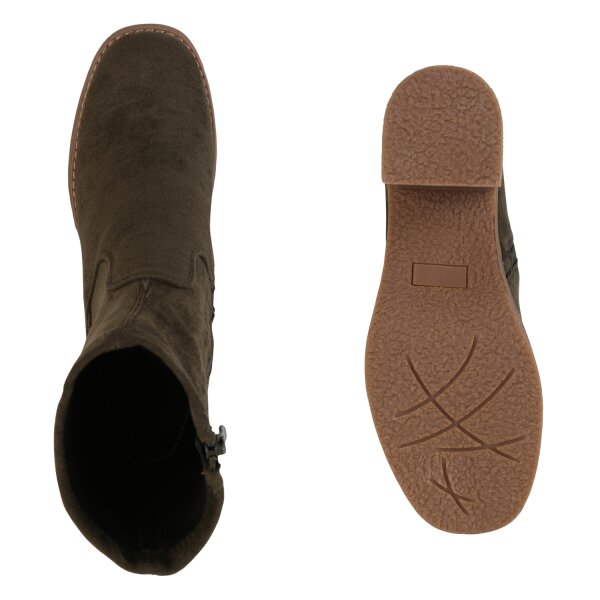 Stiefelparadies Damen Klassische Stiefeletten in Olivgrün Im Verkauf