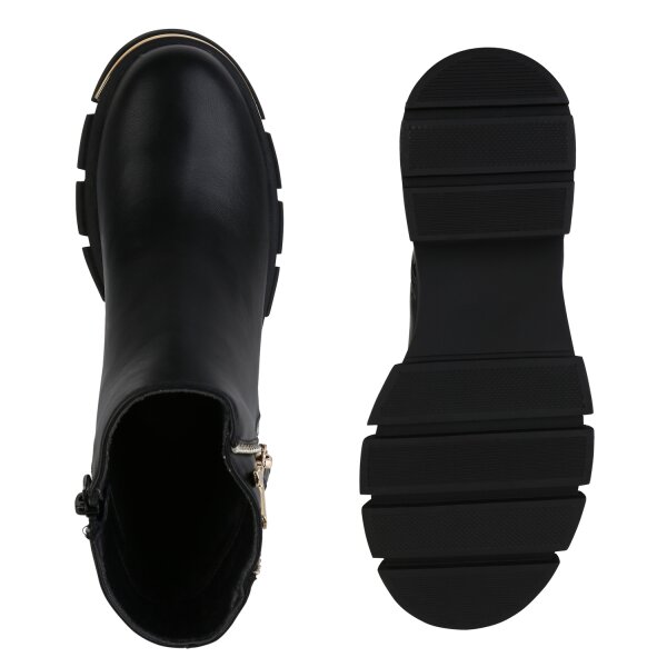 Stiefelparadies Damen Klassische Stiefeletten in Schwarz zollfrei