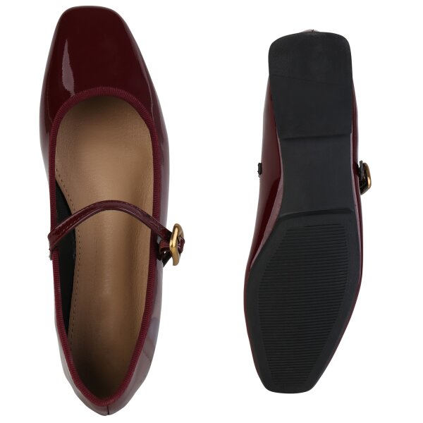 Stiefelparadies Damen Riemchenballerinas in Burgund Lack Online
