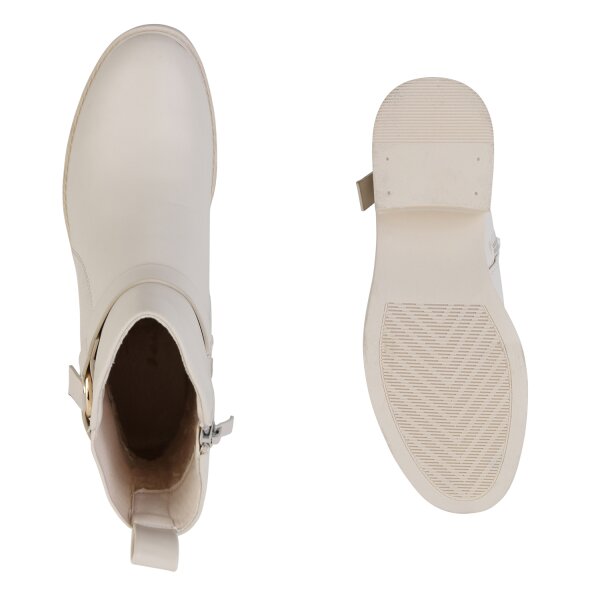 Stiefelparadies Damen Biker Boots in Beige Günstiger Verkauf