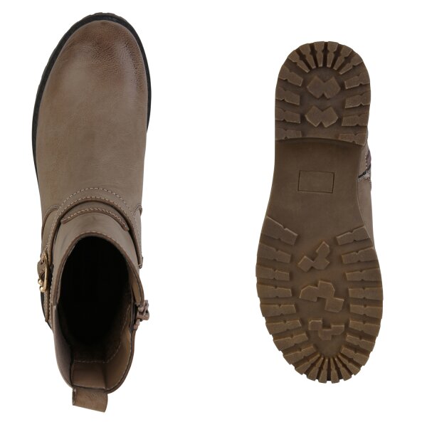 Stiefelparadies Damen Biker Boots in Khaki Fabrikverkauf