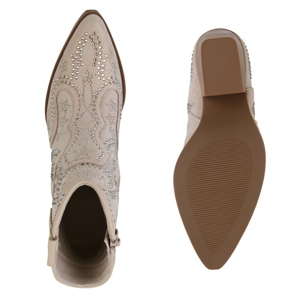 Stiefelparadies Damen Cowboy Boots in Beige Meist gekauft