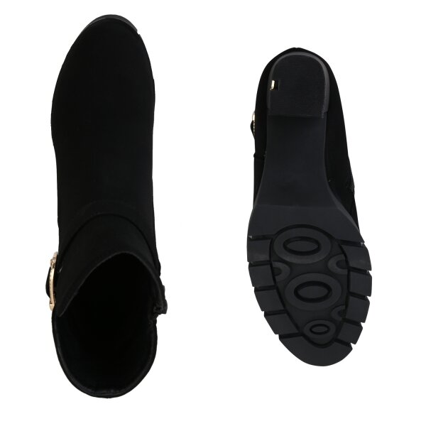 Stiefelparadies Damen Klassische Stiefeletten in Schwarz Großer Ausverkauf