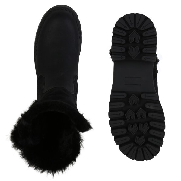 Stiefelparadies Damen Klassische Stiefeletten in Schwarz Begrenztes Angebot