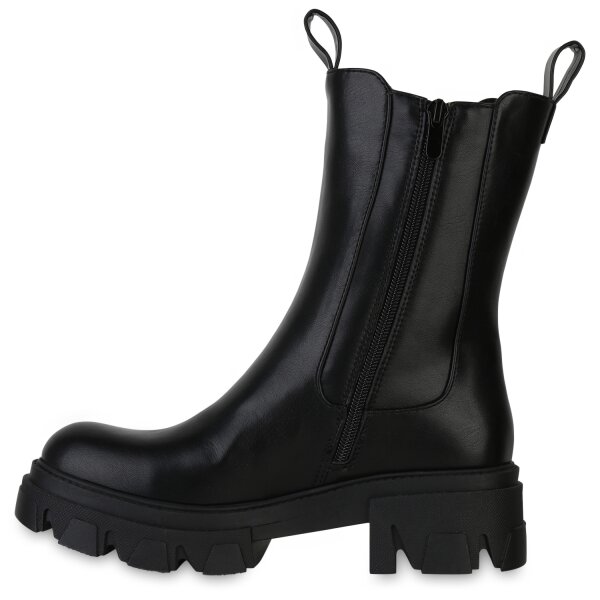 Stiefelparadies Damen Plateau Boots in Schwarz Cyber Monday
