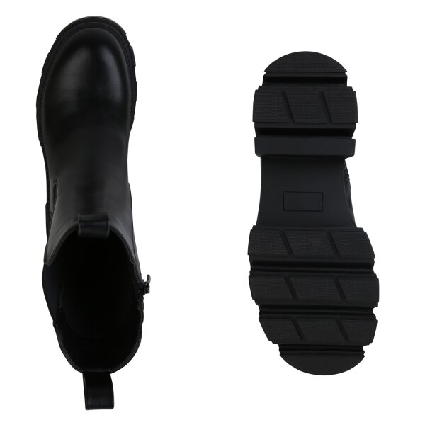 Stiefelparadies Damen Plateau Boots in Schwarz Cyber Monday