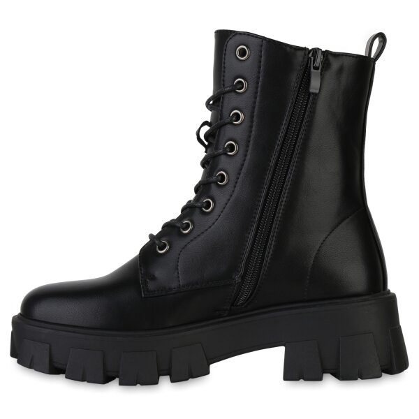 Stiefelparadies Damen Plateau Boots in Schwarz Weihnachtsangebot