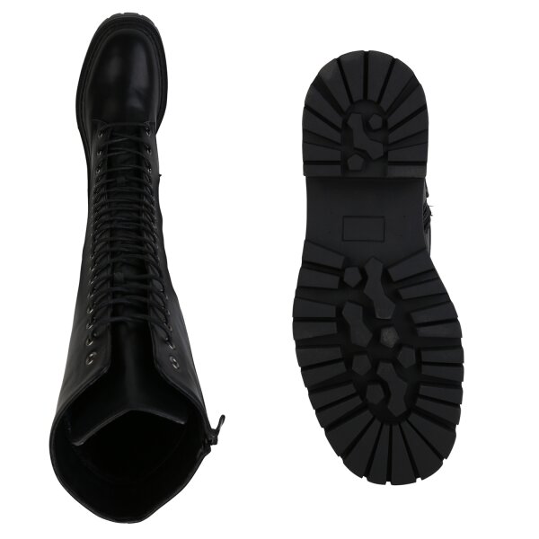 Stiefelparadies Damen Schnürstiefel in Schwarz Vatertagsangebot