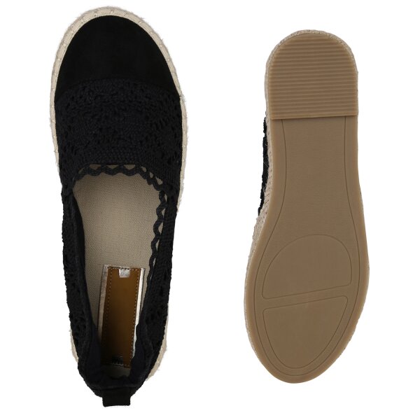 Stiefelparadies Damen Espadrilles in Schwarz Saisonale Angebote