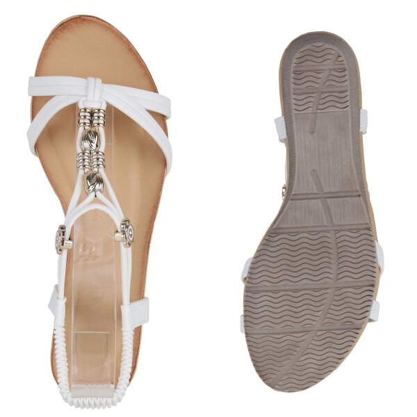 Stiefelparadies Damen Keilsandaletten in Weiss Discount Store für neue Produkte