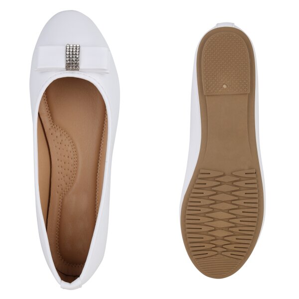 Stiefelparadies Damen Klassische Ballerinas in Weiss Clearance-Verkauf