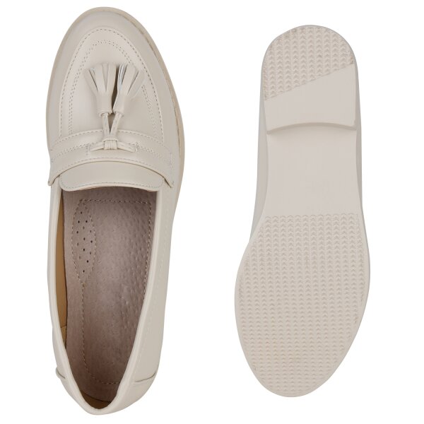 Stiefelparadies Damen Klassische Slippers in Beige Speichern exportieren