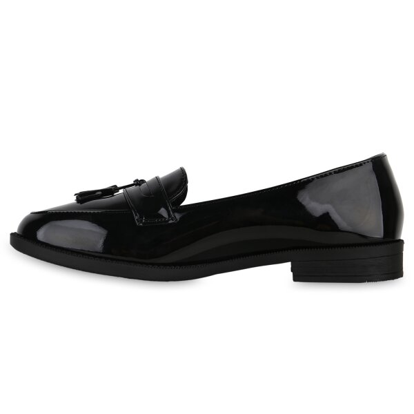 Stiefelparadies Damen Klassische Slippers in Schwarz Lack 50% Rabatt für begrenzte Zeit