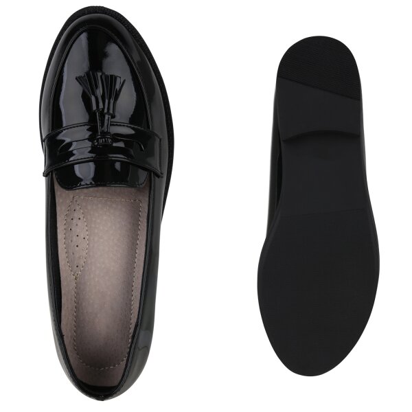 Stiefelparadies Damen Klassische Slippers in Schwarz Lack 50% Rabatt für begrenzte Zeit
