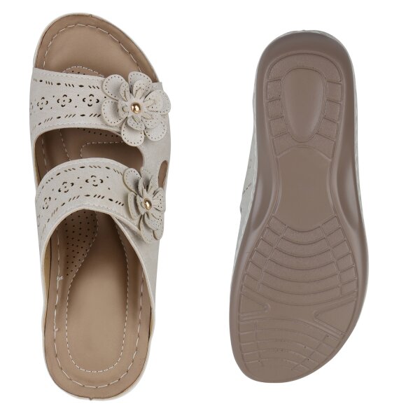 Stiefelparadies Damen Komfort Sandalen in Beige Rabatte dieses Monats