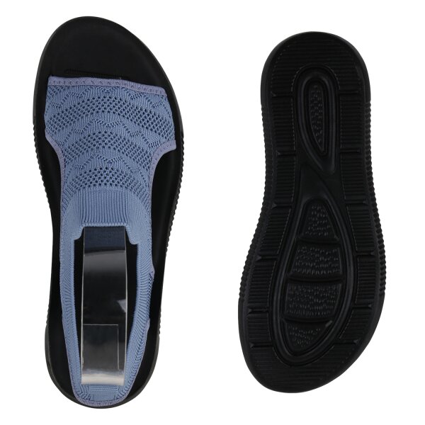 Stiefelparadies Damen Komfort Sandalen in Blau Online