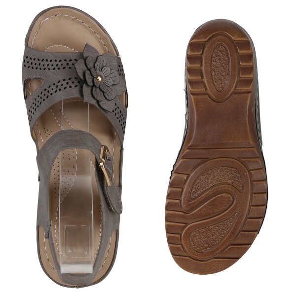 Stiefelparadies Damen Komfort Sandalen in Khaki Outlet