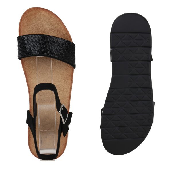 Stiefelparadies Damen Komfort Sandalen in Schwarz Angebote