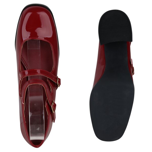Stiefelparadies Damen Mary Janes in Burgund Lack im Angebot