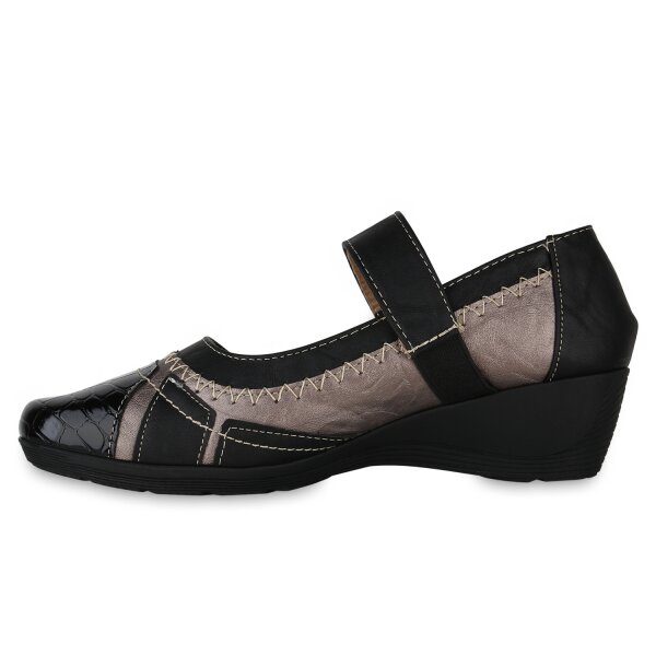Stiefelparadies Damen Mary Janes in Schwarz Kroko Lack Meist gekauft