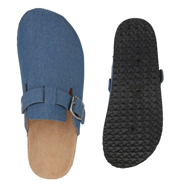 Stiefelparadies Damen Pantoffeln in Blau Denim Versandkostenfrei