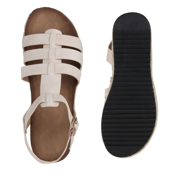 Stiefelparadies Damen Plateau Sandaletten in Beige Sonderangebote