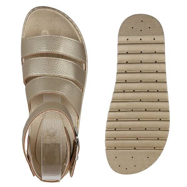 Stiefelparadies Damen Plateau Sandaletten in Gold VIP-Rabatte