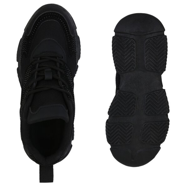 Stiefelparadies Damen Plateau Sneaker in Schwarz Bis zu 50% Rabatt