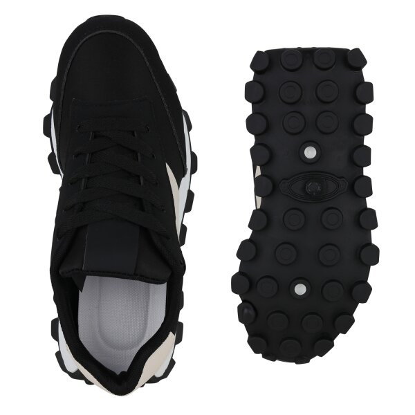 Stiefelparadies Damen Plateau Sneaker in Schwarz Bis zu 60% Rabatt