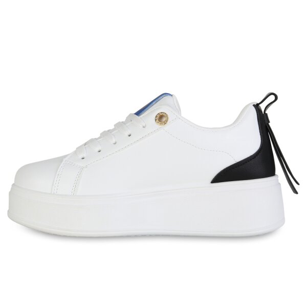 Stiefelparadies Damen Plateau Sneaker in Weiss Sonderangebot der Fabrik