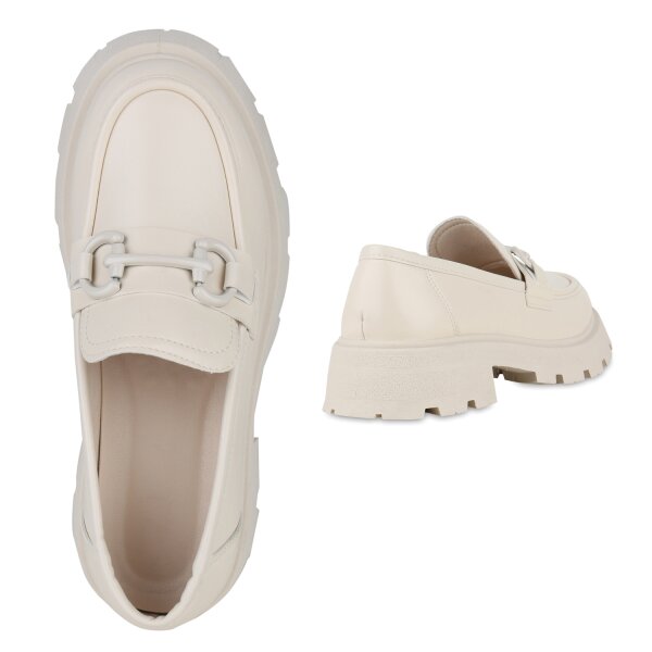 Stiefelparadies Damen Plateauschuhe in Beige Nur noch ein Tag übrig