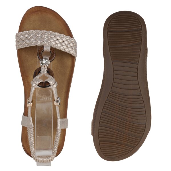 Stiefelparadies Damen Riemchensandalen in Gold Fabrikladen