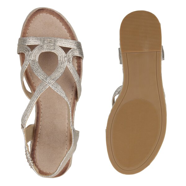 Stiefelparadies Damen Riemchensandalen in Gold Begrenzt auf 3 Tage
