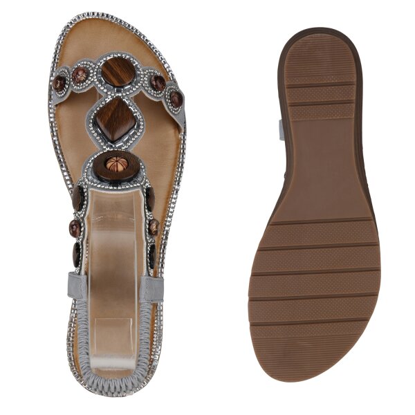 Stiefelparadies Damen Riemchensandalen in Grau Im Verkauf