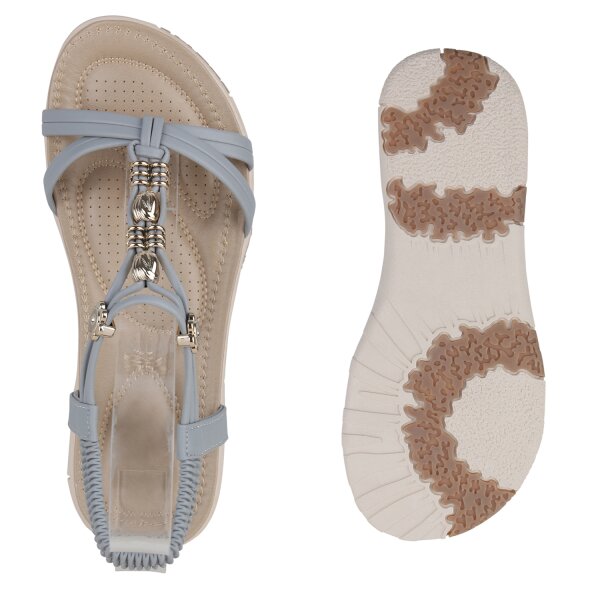 Stiefelparadies Damen Riemchensandalen in Grau zollfrei