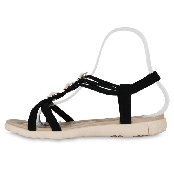 Stiefelparadies Damen Riemchensandalen in Schwarz 50% Rabatt für begrenzte Zeit