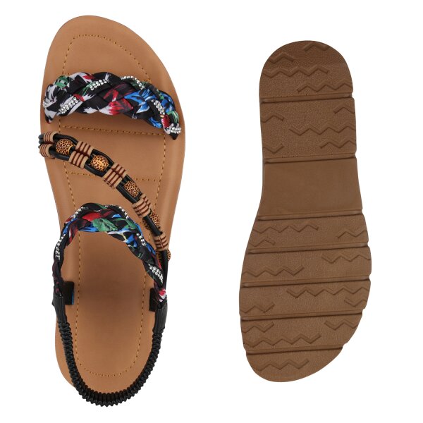 Stiefelparadies Damen Riemchensandalen in Schwarz 2025