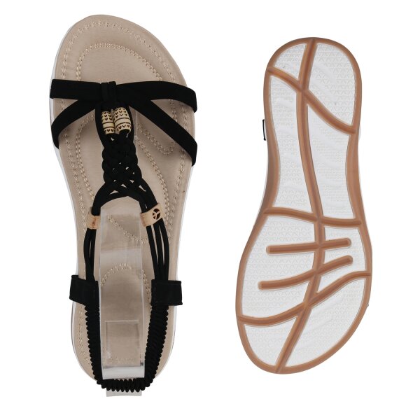 Stiefelparadies Damen Riemchensandalen in Schwarz Online