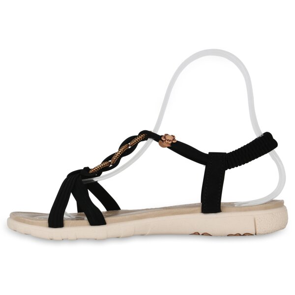 Stiefelparadies Damen Riemchensandalen in Schwarz Outlet