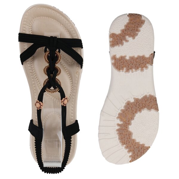 Stiefelparadies Damen Riemchensandalen in Schwarz Outlet