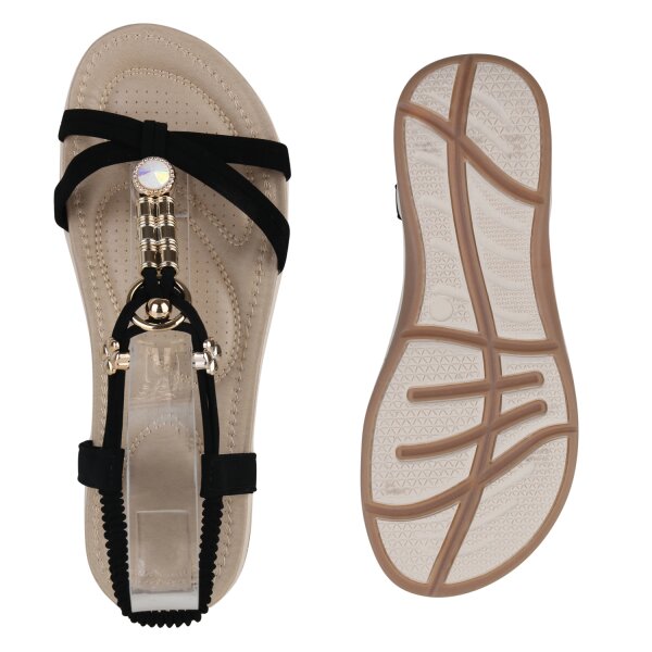 Stiefelparadies Damen Riemchensandalen in Schwarz Auslauf
