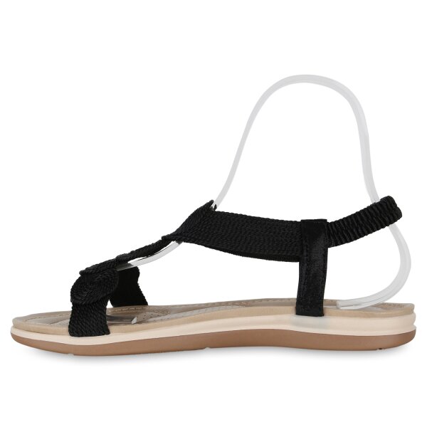 Stiefelparadies Damen Riemchensandalen in Schwarz Verkauf