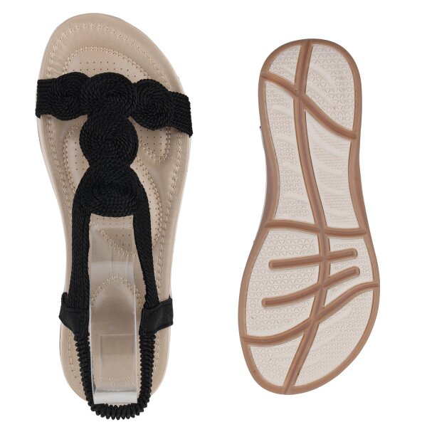 Stiefelparadies Damen Riemchensandalen in Schwarz Verkauf