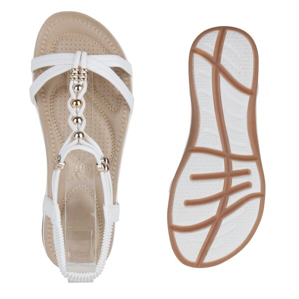 Stiefelparadies Damen Riemchensandalen in Weiss Fabrikverkauf