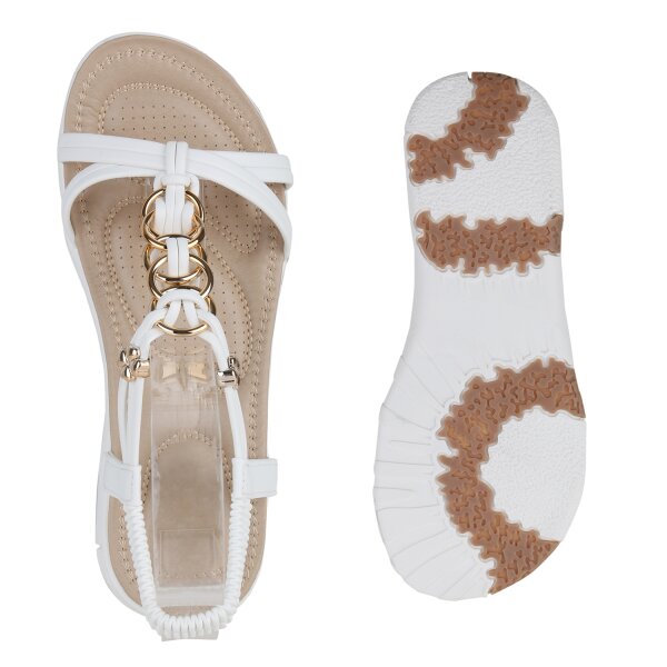 Stiefelparadies Damen Riemchensandalen in Weiss Blitzverkäufe