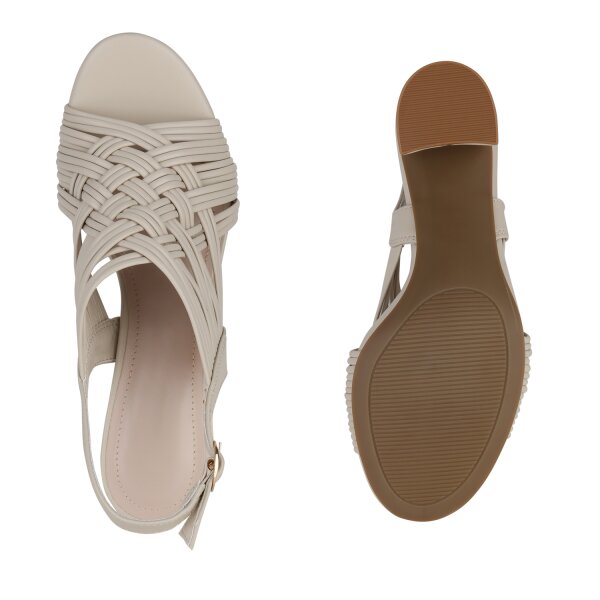 Stiefelparadies Damen Riemchensandaletten in Beige Kostenloser Versand