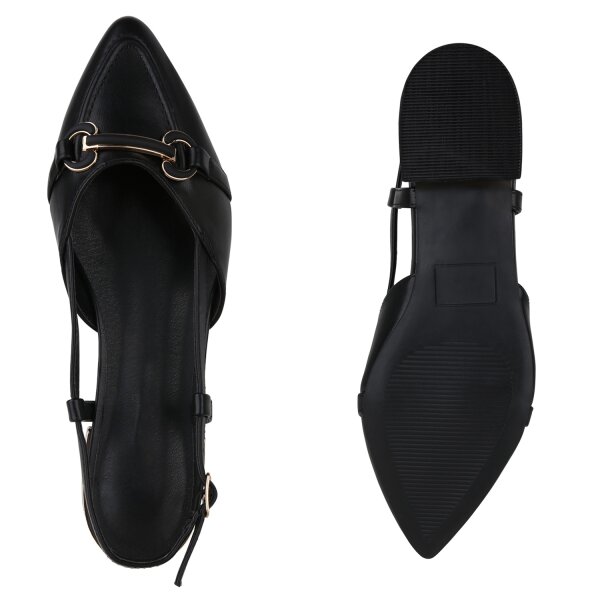Stiefelparadies Damen Sling Ballerinas in Schwarz Günstig kaufen