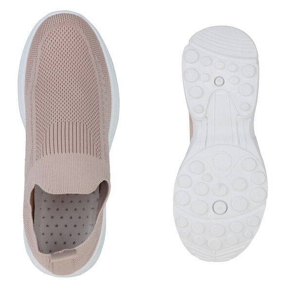 Stiefelparadies Damen Slip Ons in Altrosa Flash Sale