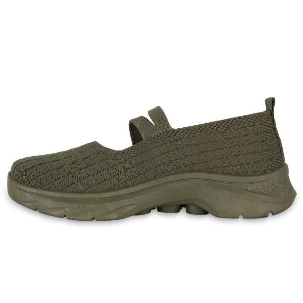 Stiefelparadies Damen Slip Ons in Olivgrün Online Shopping