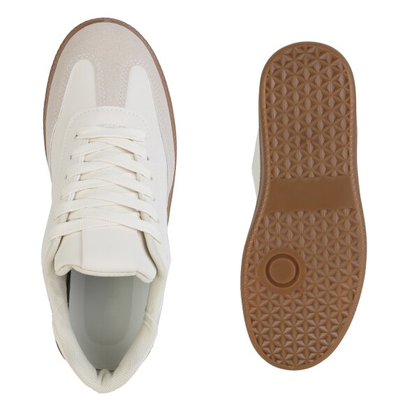 Stiefelparadies Damen Sneaker Low in Beige Cyber Monday